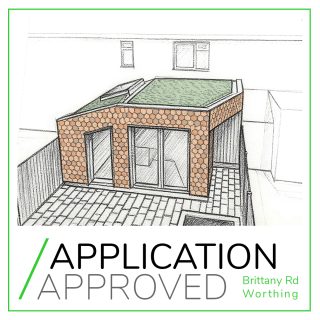 We are pleased to have secured planning permission for this single storey rear extension to a terraced house in Worthing!
The extension will provide a generous and social kitchen area to this family home, with internal remodelling to add a downstairs WC and utility area. Curated views within the house lead the eye out to the garden. 
A self-build project for the owners, construction methods and materials have been selected to facilitate DIY where possible, with clay tile hanging and timber cladding to provide a natural and crafted feeling when viewed from the garden. The building form has been designed to be sympathetic to the adjacent neighbours with a low eaves height along the boundary and a green roof to soften the appearance.

#worthingarchitects #planningconsent #westsussexarchitect #architecture #extensions #smallarchitecture